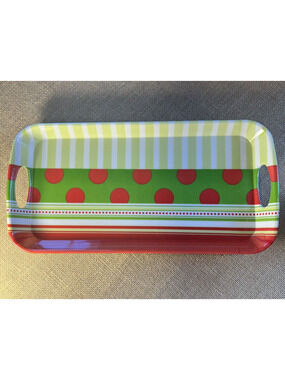 Evergreen Christmas Holiday Melamine Serving Tray Rectangle with Side Handles